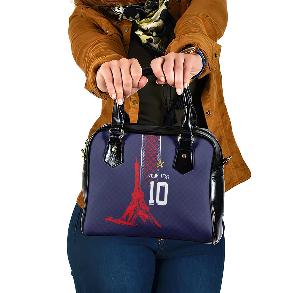 Custom Midnight Navy Football Shoulder Handbag Paris Architectural Heritage Style LT03