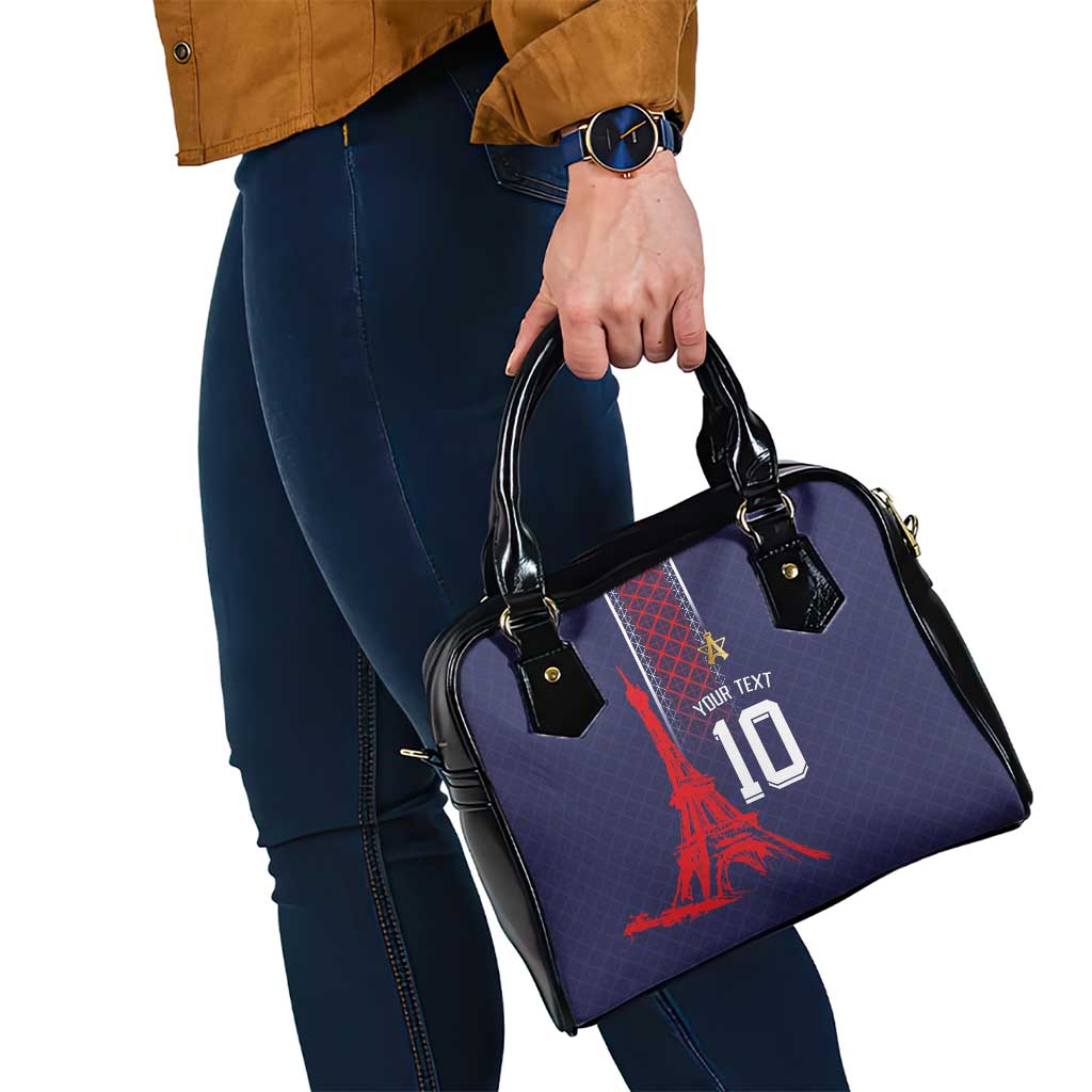 Custom Midnight Navy Football Shoulder Handbag Paris Architectural Heritage Style LT03