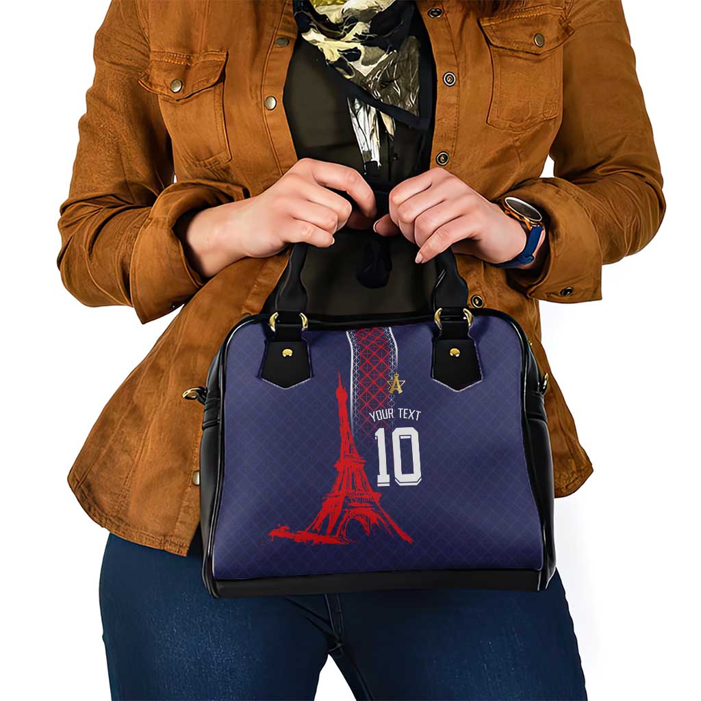 Custom Midnight Navy Football Shoulder Handbag Paris Architectural Heritage Style LT03