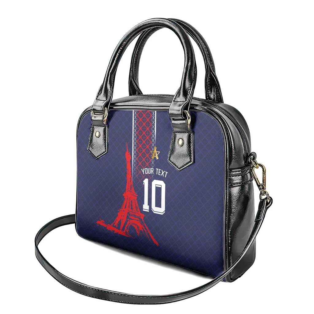 Custom Midnight Navy Football Shoulder Handbag Paris Architectural Heritage Style LT03