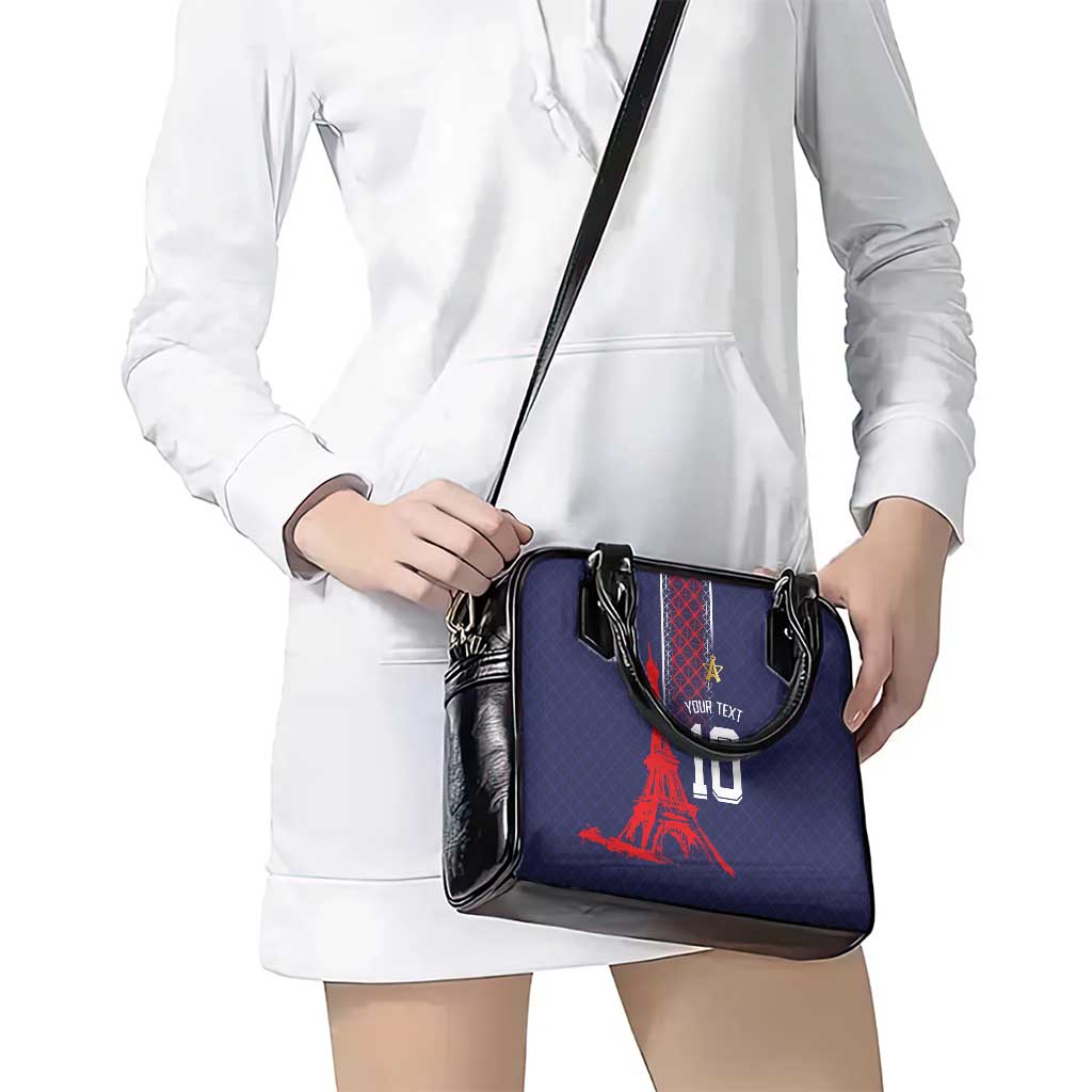 Custom Midnight Navy Football Shoulder Handbag Paris Architectural Heritage Style LT03