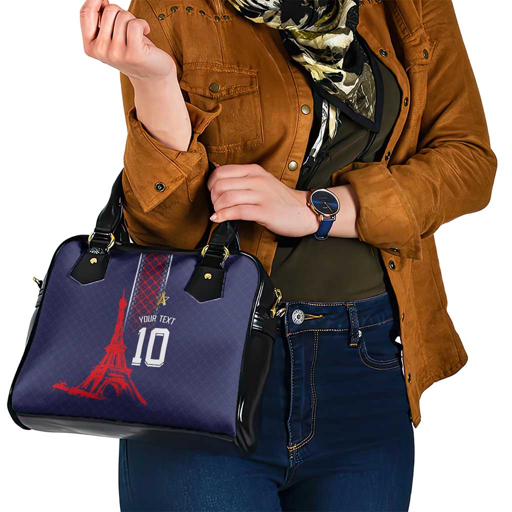 Custom Midnight Navy Football Shoulder Handbag Paris Architectural Heritage Style LT03