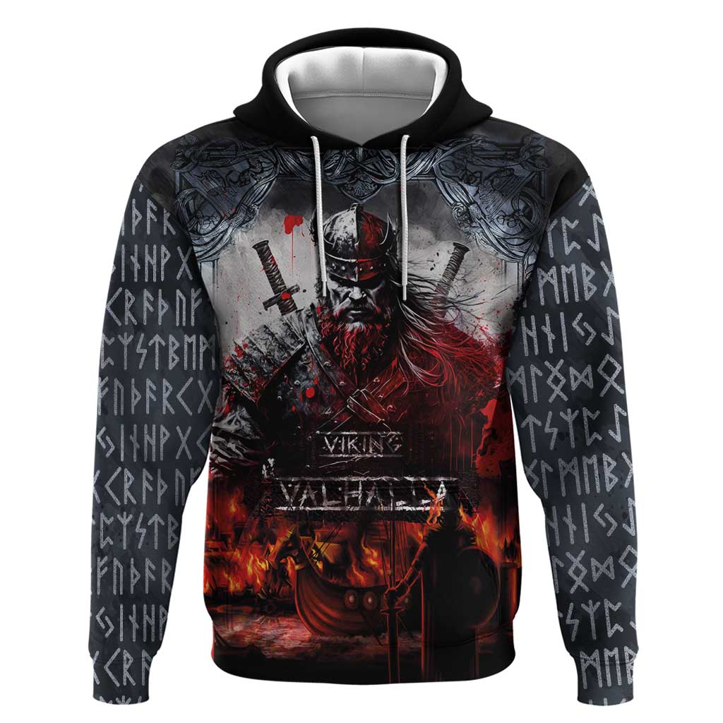 Viking Valhalla Hoodie Norseman and Burning Battlefield LT03