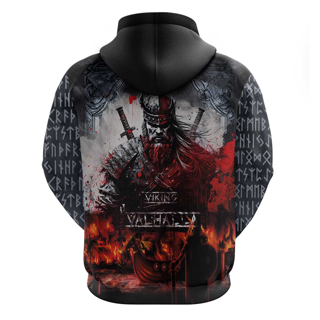 Viking Valhalla Hoodie Norseman and Burning Battlefield LT03