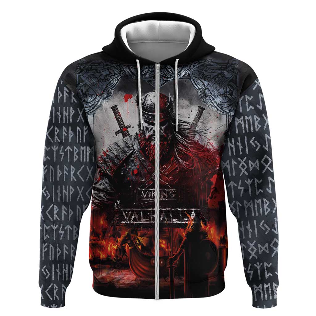 Viking Valhalla Hoodie Norseman and Burning Battlefield LT03
