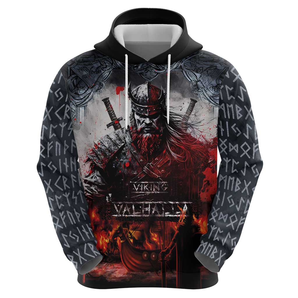 Viking Valhalla Hoodie Norseman and Burning Battlefield LT03