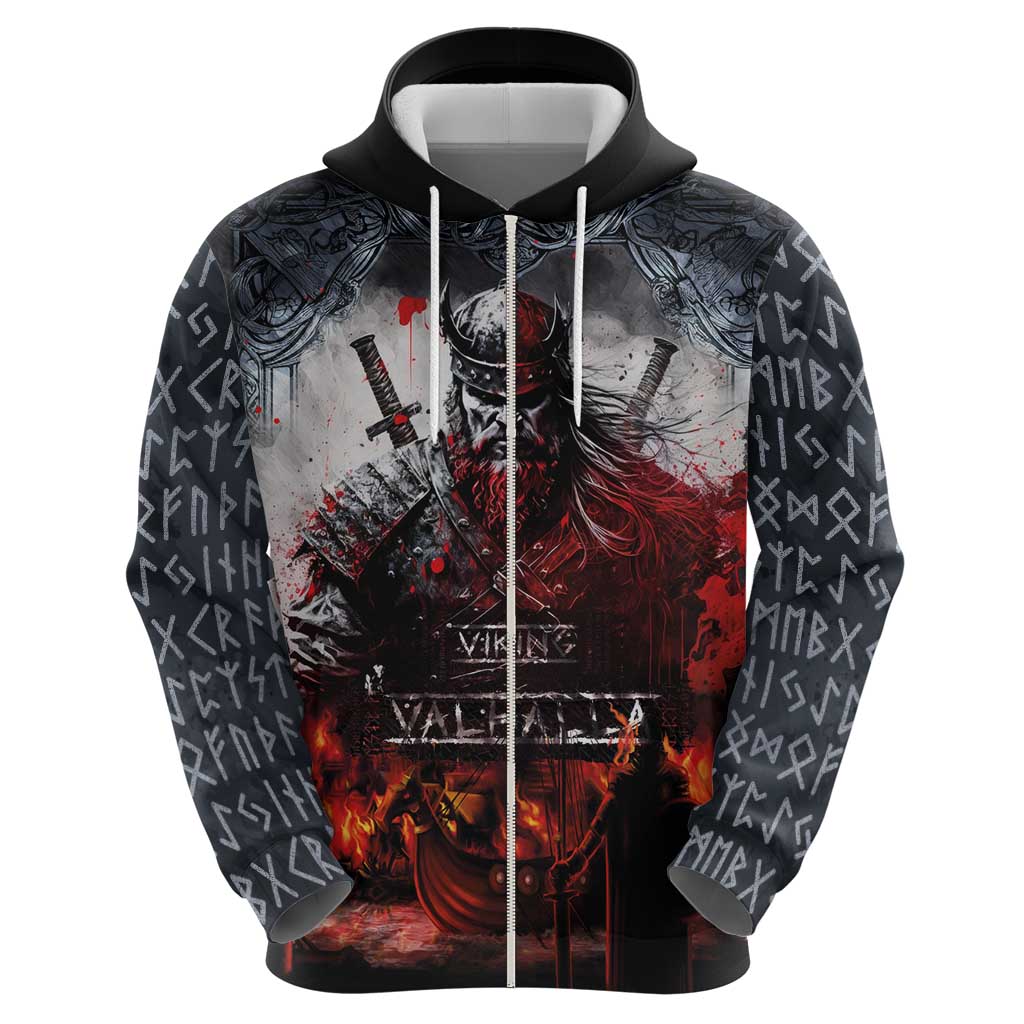 Viking Valhalla Hoodie Norseman and Burning Battlefield LT03