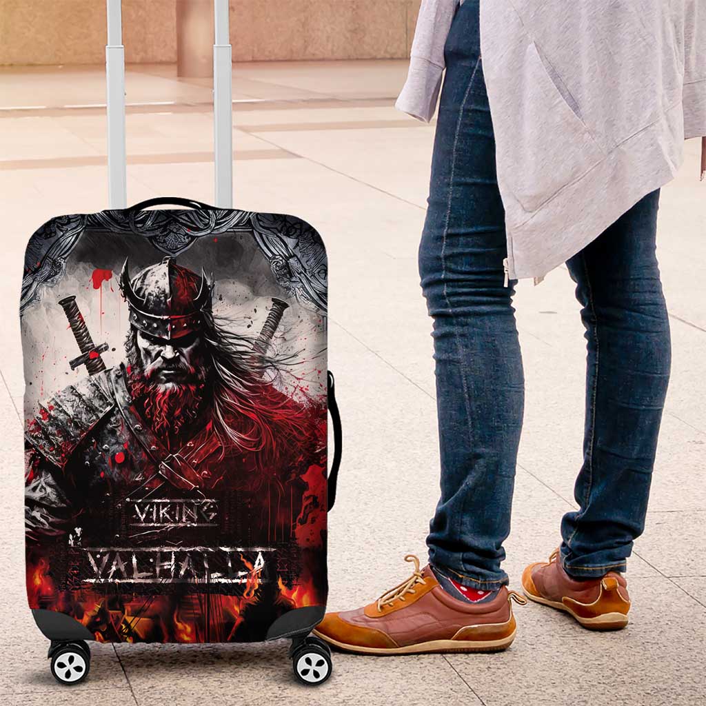 Viking Valhalla Luggage Cover Norseman and Burning Battlefield LT03