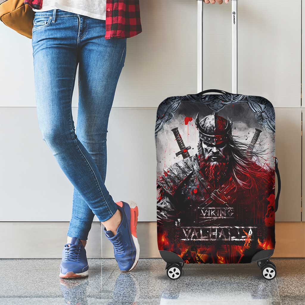 Viking Valhalla Luggage Cover Norseman and Burning Battlefield LT03