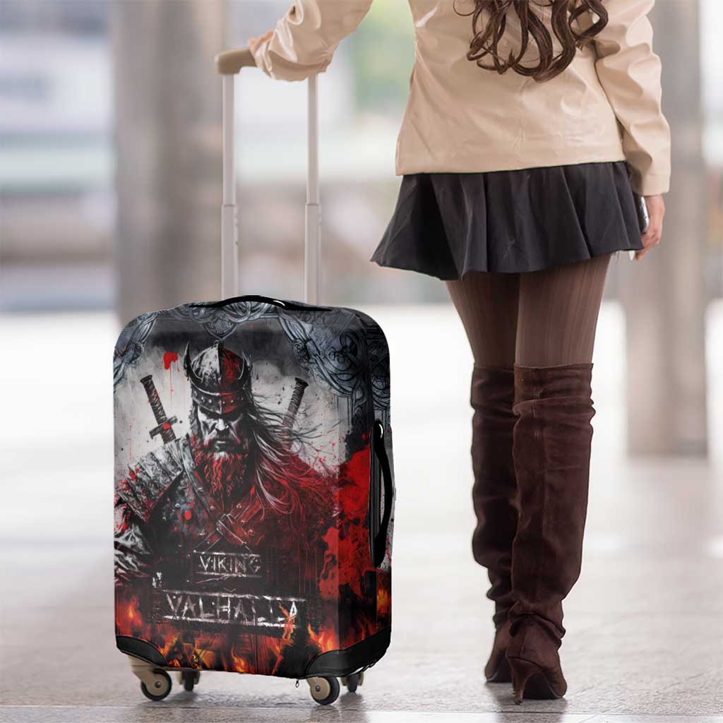 Viking Valhalla Luggage Cover Norseman and Burning Battlefield LT03
