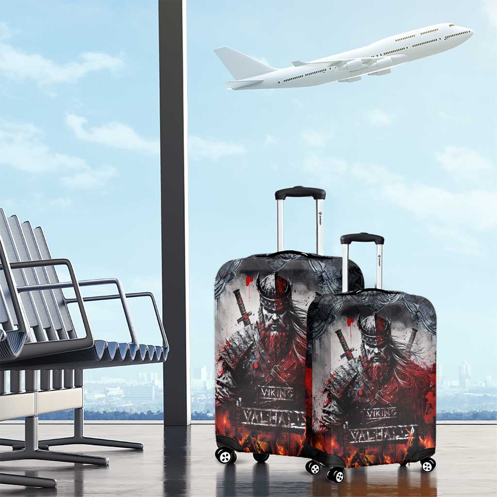 Viking Valhalla Luggage Cover Norseman and Burning Battlefield LT03