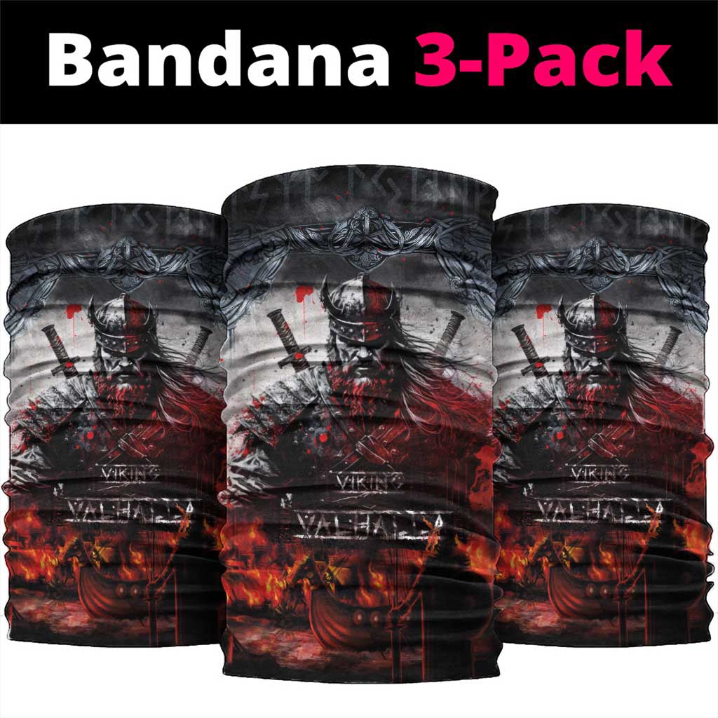 Viking Valhalla Neck Gaiter Norseman and Burning Battlefield LT03