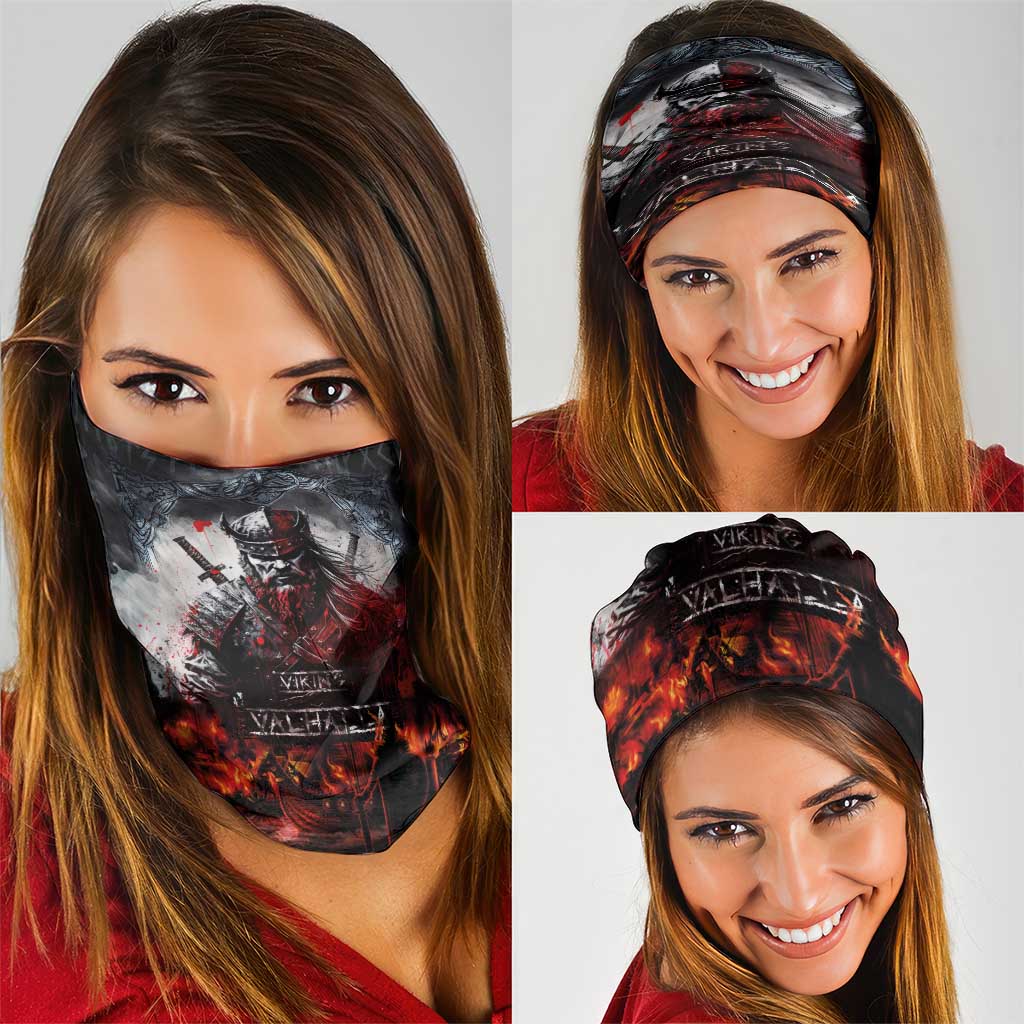 Viking Valhalla Neck Gaiter Norseman and Burning Battlefield LT03