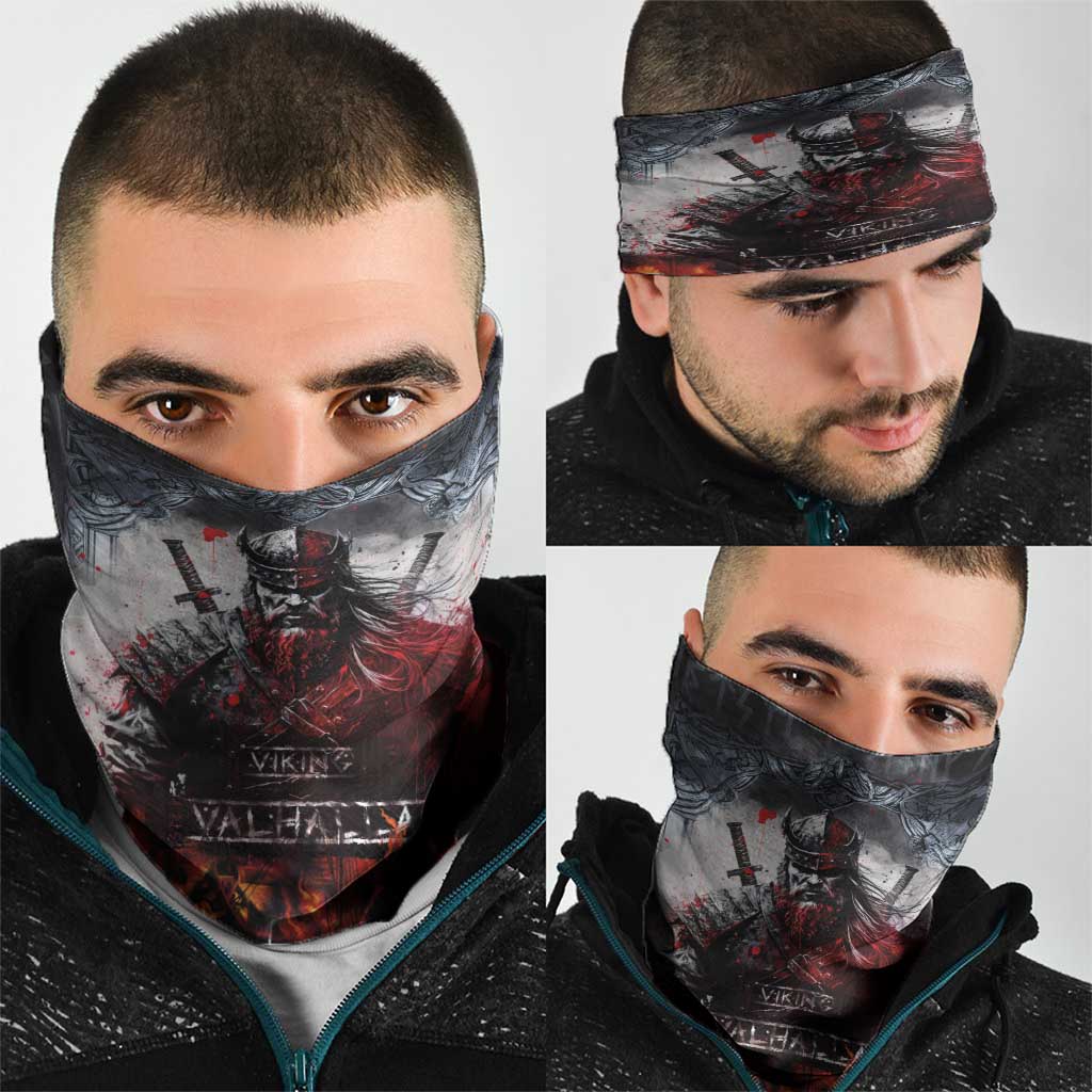 Viking Valhalla Neck Gaiter Norseman and Burning Battlefield LT03