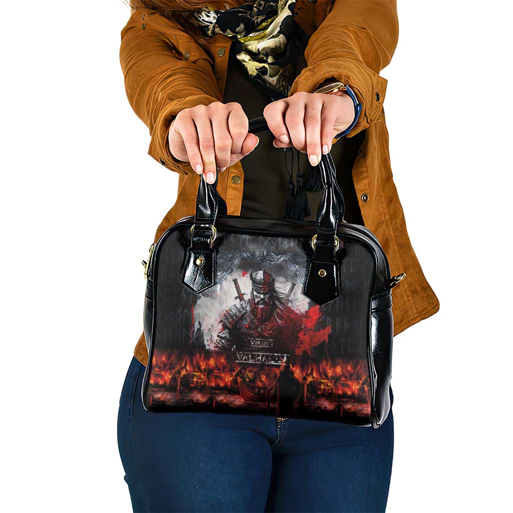 Viking Valhalla Shoulder Handbag Norseman and Burning Battlefield LT03