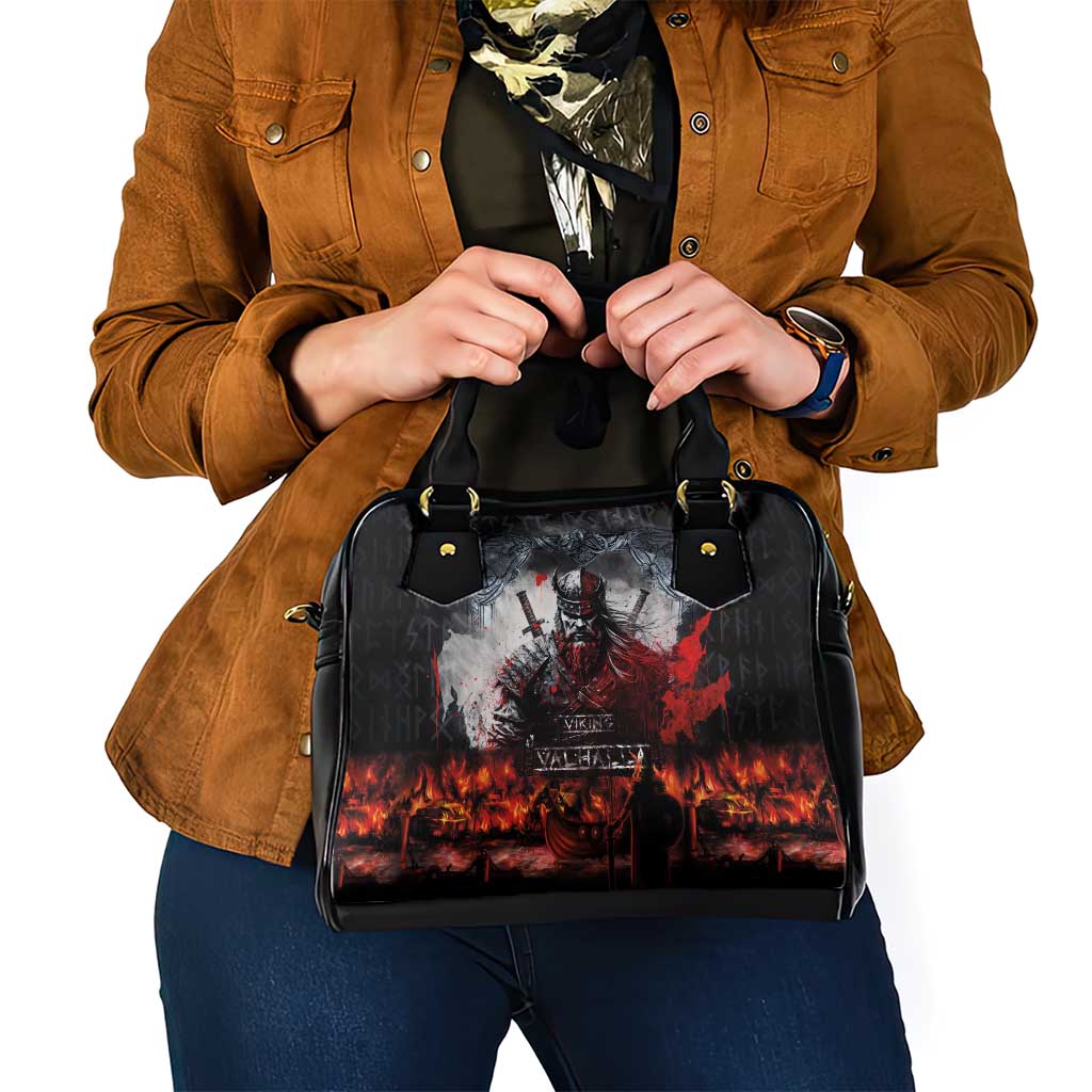 Viking Valhalla Shoulder Handbag Norseman and Burning Battlefield LT03