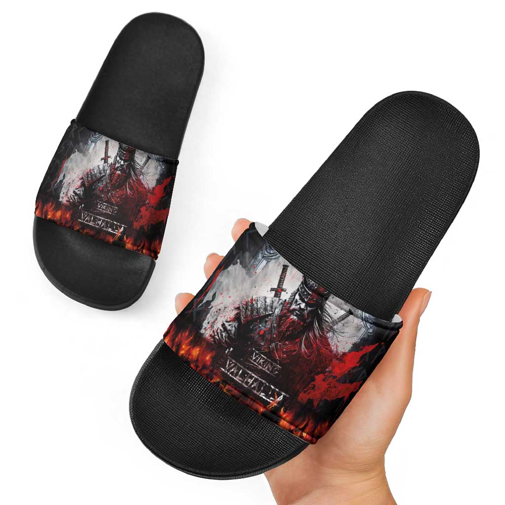 Viking Valhalla Slide Sandals Norseman and Burning Battlefield LT03