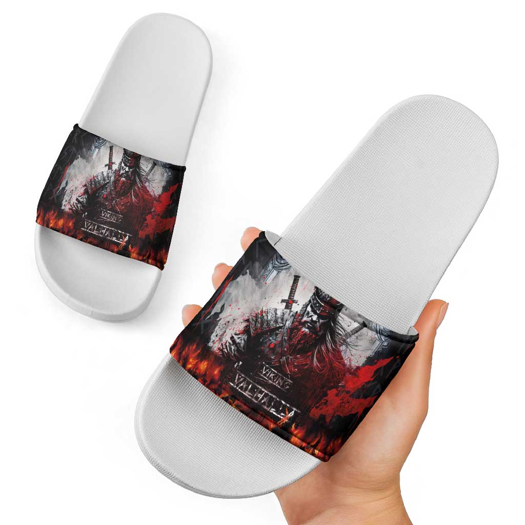 Viking Valhalla Slide Sandals Norseman and Burning Battlefield LT03