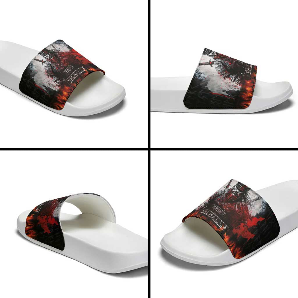 Viking Valhalla Slide Sandals Norseman and Burning Battlefield LT03