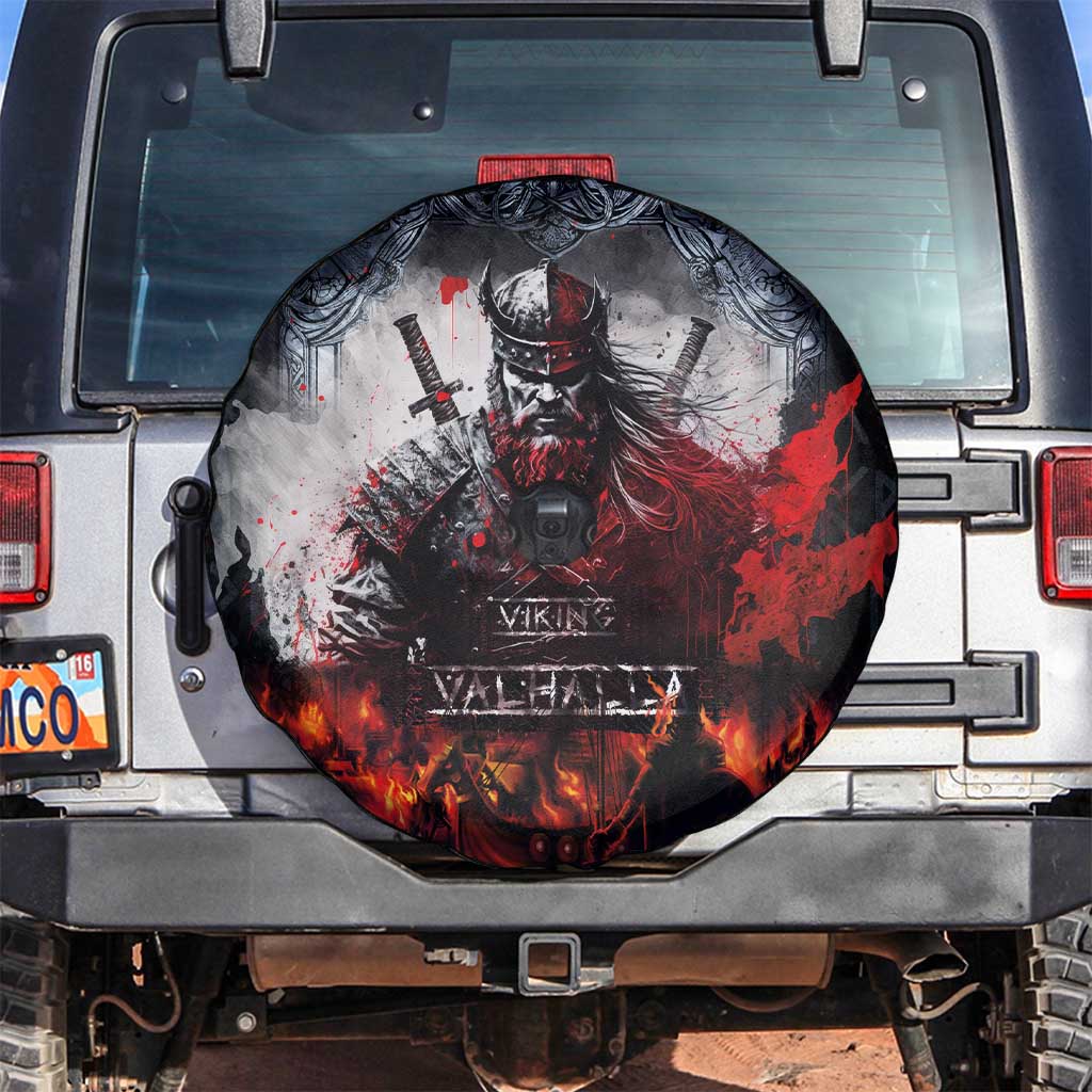 Viking Valhalla Spare Tire Cover Norseman and Burning Battlefield LT03