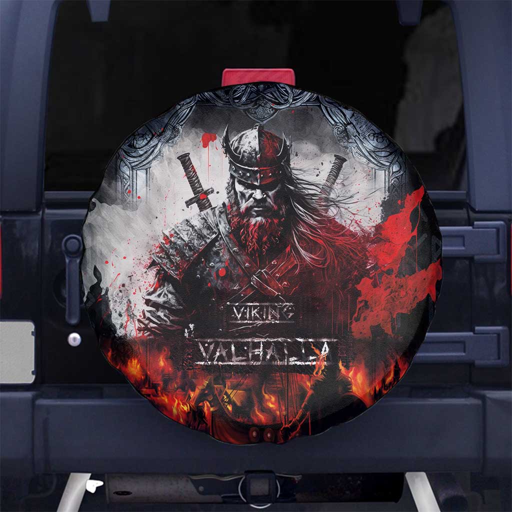 Viking Valhalla Spare Tire Cover Norseman and Burning Battlefield LT03