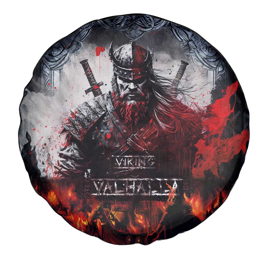 Viking Valhalla Spare Tire Cover Norseman and Burning Battlefield LT03