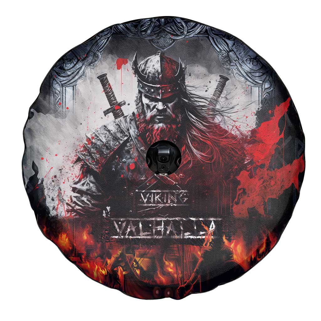 Viking Valhalla Spare Tire Cover Norseman and Burning Battlefield LT03