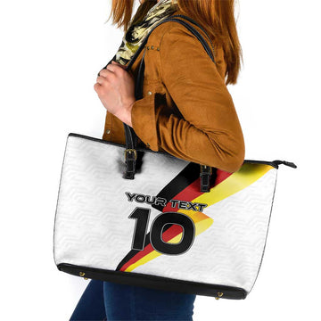 Custom Germany Football Road to the 4th European Championship Leather Tote Bag White Color LT03