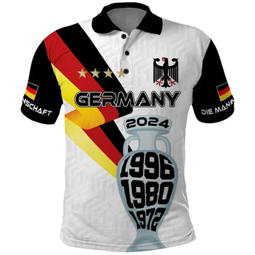 Custom Germany Football Road to the 4th European Championship Polo Shirt White Color LT03
