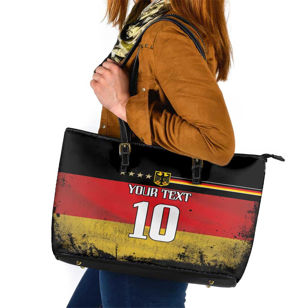 Custom Germany Football Road to the 4th European Championship Leather Tote Bag Black Color LT03