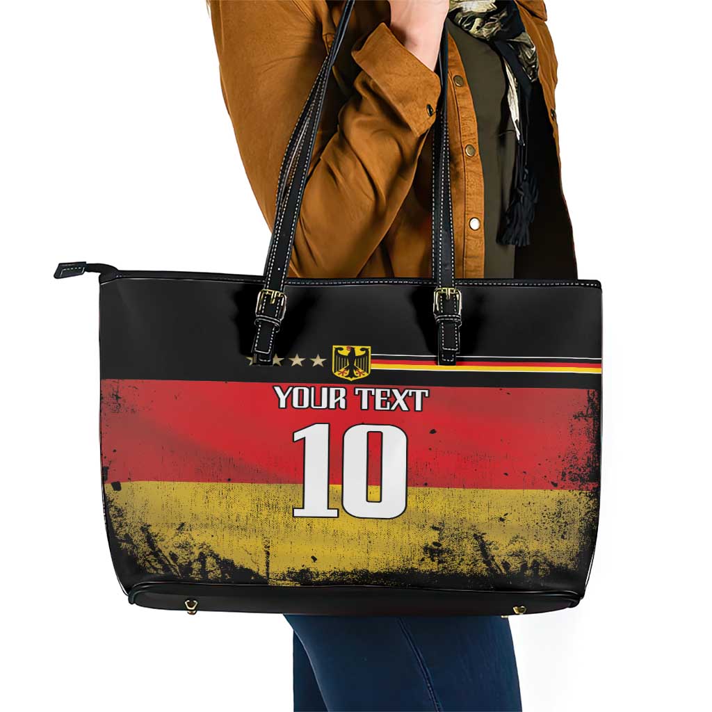 Custom Germany Football Road to the 4th European Championship Leather Tote Bag Black Color LT03