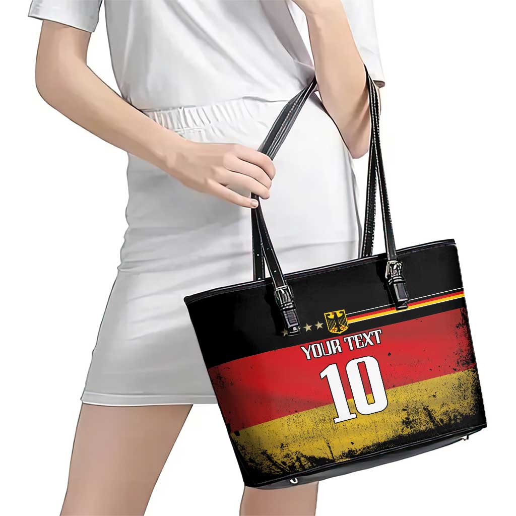 Custom Germany Football Road to the 4th European Championship Leather Tote Bag Black Color LT03