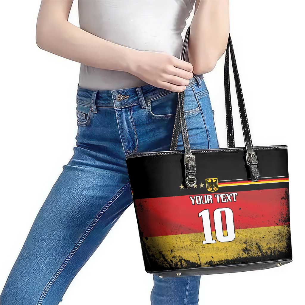 Custom Germany Football Road to the 4th European Championship Leather Tote Bag Black Color LT03