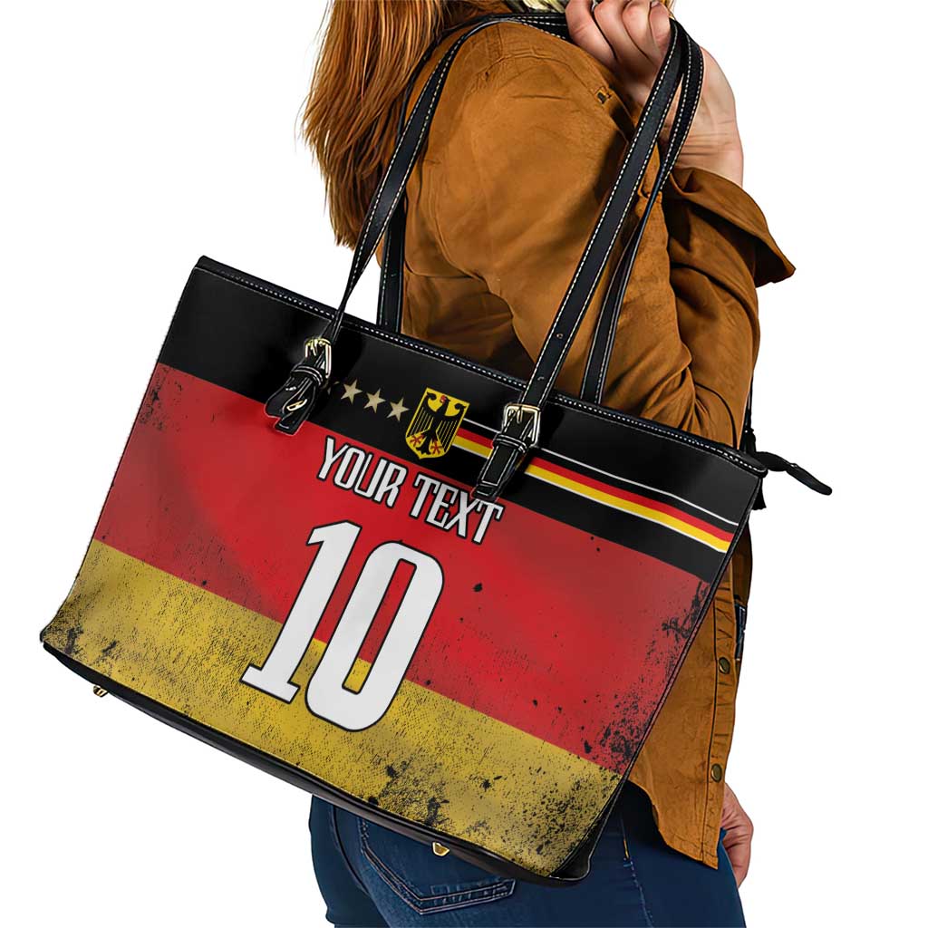Custom Germany Football Road to the 4th European Championship Leather Tote Bag Black Color LT03
