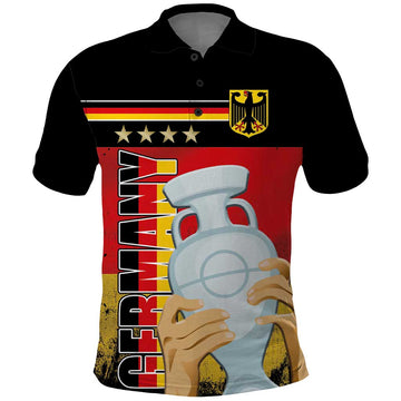 Custom Germany Football Road to the 4th European Championship Polo Shirt Black Color LT03