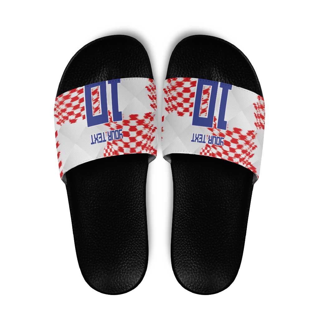 Custom Croatia Football Slide Sandals Kockasti-Grunge Checkers LT03
