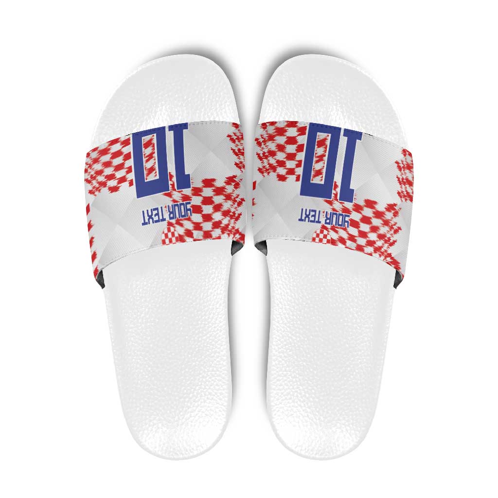 Custom Croatia Football Slide Sandals Kockasti-Grunge Checkers LT03