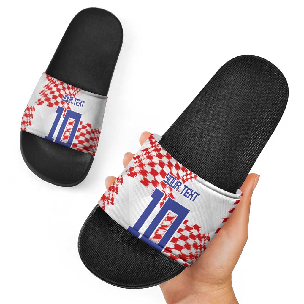 Custom Croatia Football Slide Sandals Kockasti-Grunge Checkers LT03