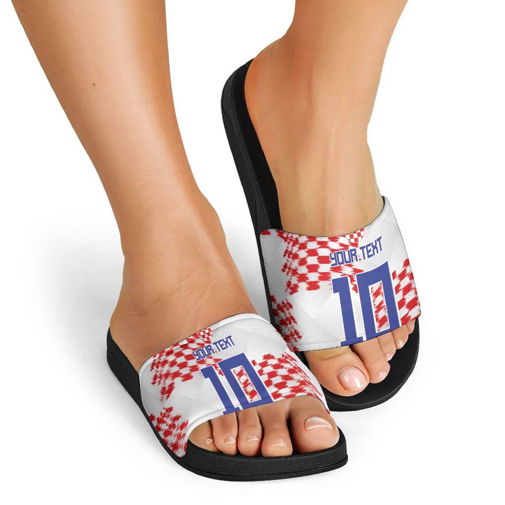 Custom Croatia Football Slide Sandals Kockasti-Grunge Checkers LT03