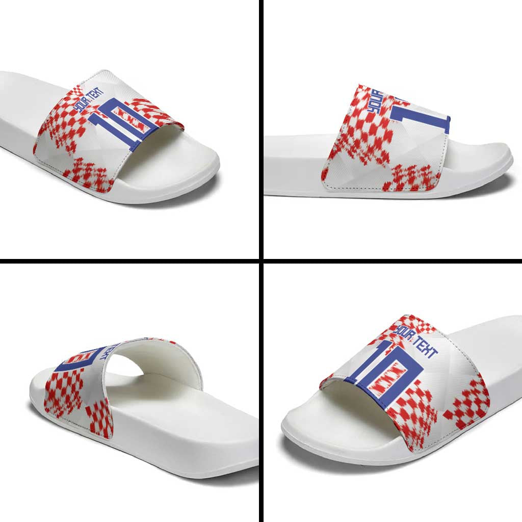 Custom Croatia Football Slide Sandals Kockasti-Grunge Checkers LT03