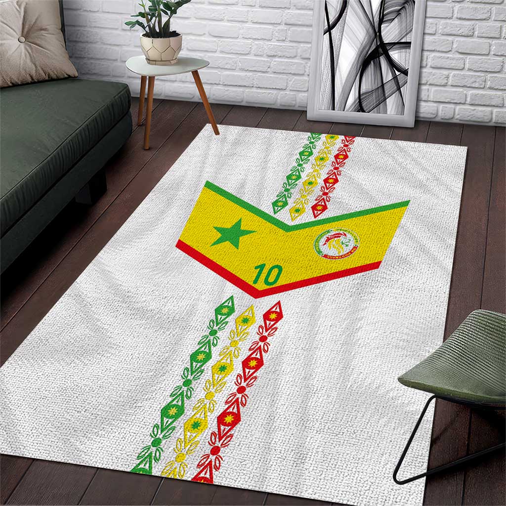 Custom Senegal Football Area Rug Tricolor African Stripes Motif Sporty Style LT03