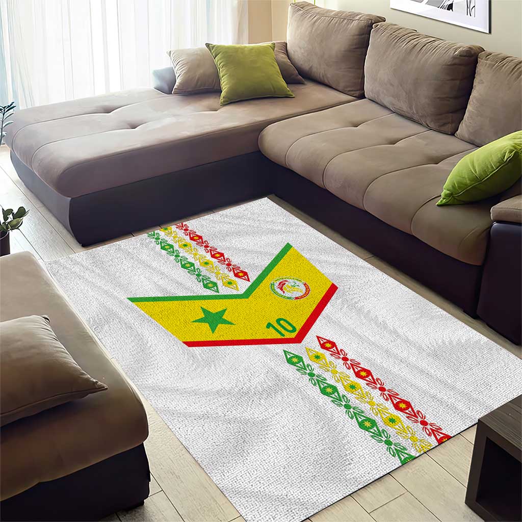 Custom Senegal Football Area Rug Tricolor African Stripes Motif Sporty Style LT03