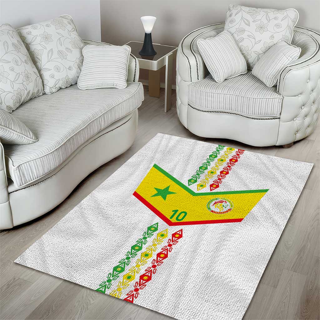 Custom Senegal Football Area Rug Tricolor African Stripes Motif Sporty Style LT03