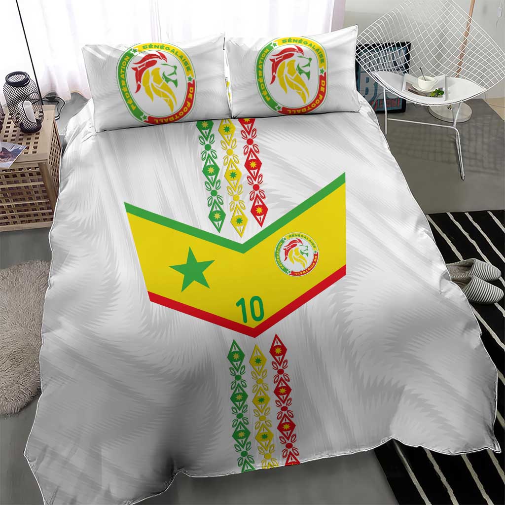 Custom Senegal Football Bedding Set Tricolor African Stripes Motif Sporty Style LT03