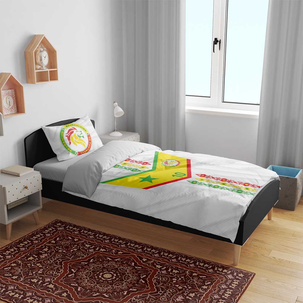 Custom Senegal Football Bedding Set Tricolor African Stripes Motif Sporty Style LT03