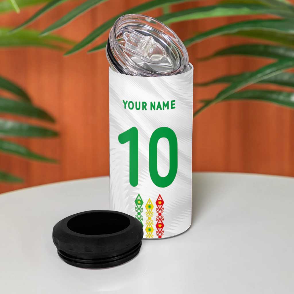 Custom Senegal Football 4 in 1 Can Cooler Tumbler Tricolor African Stripes Motif Sporty Style LT03