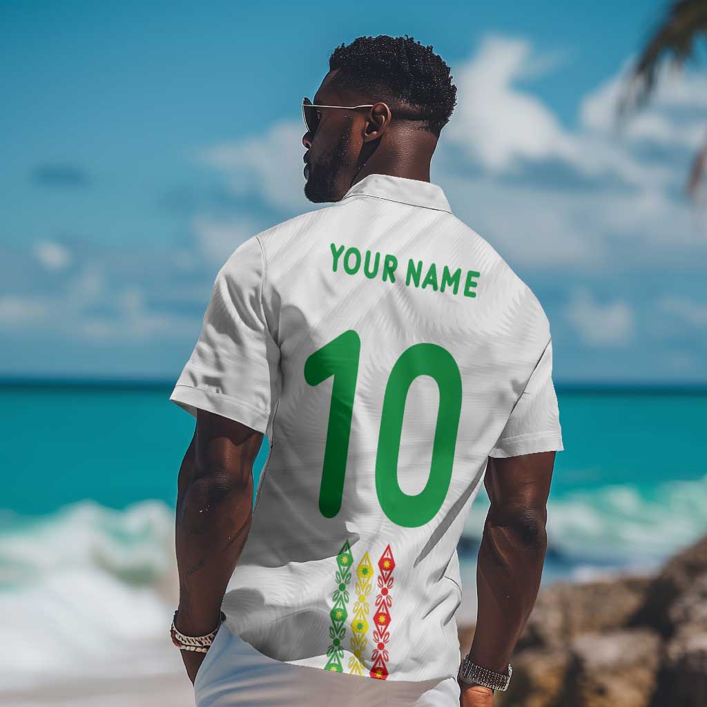 Custom Senegal Football Hawaiian Shirt Tricolor African Stripes Motif Sporty Style LT03