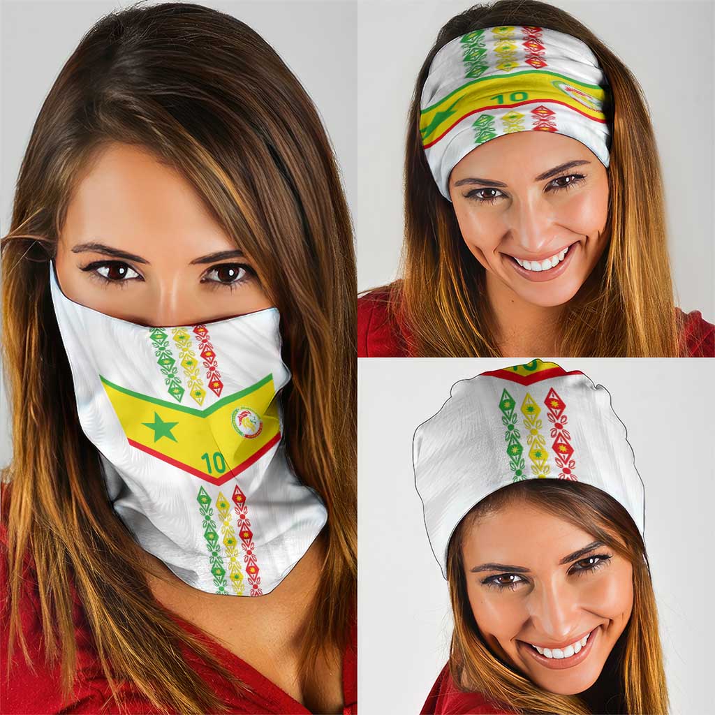 Custom Senegal Football Neck Gaiter Tricolor Traditional Patterns Sporty Style LT03
