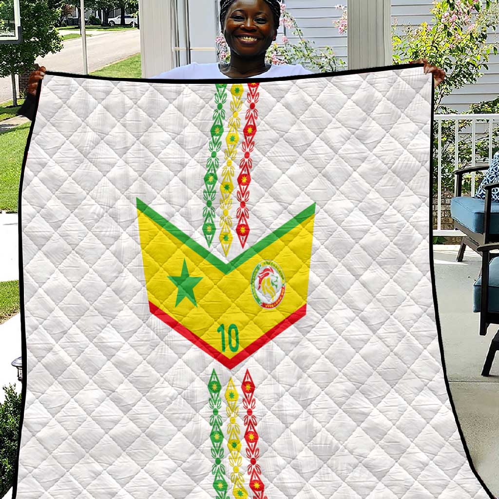 Custom Senegal Football Quilt Tricolor African Stripes Motif Sporty Style LT03
