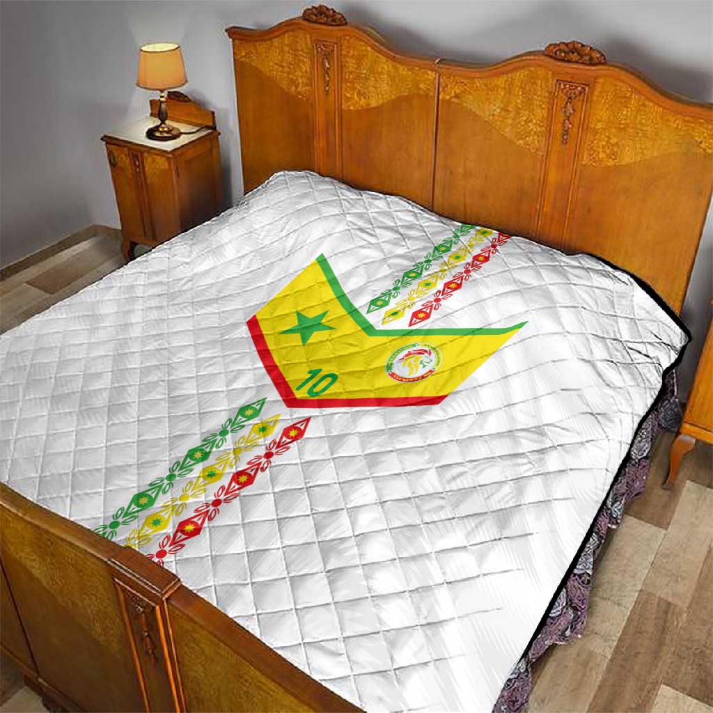 Custom Senegal Football Quilt Tricolor African Stripes Motif Sporty Style LT03